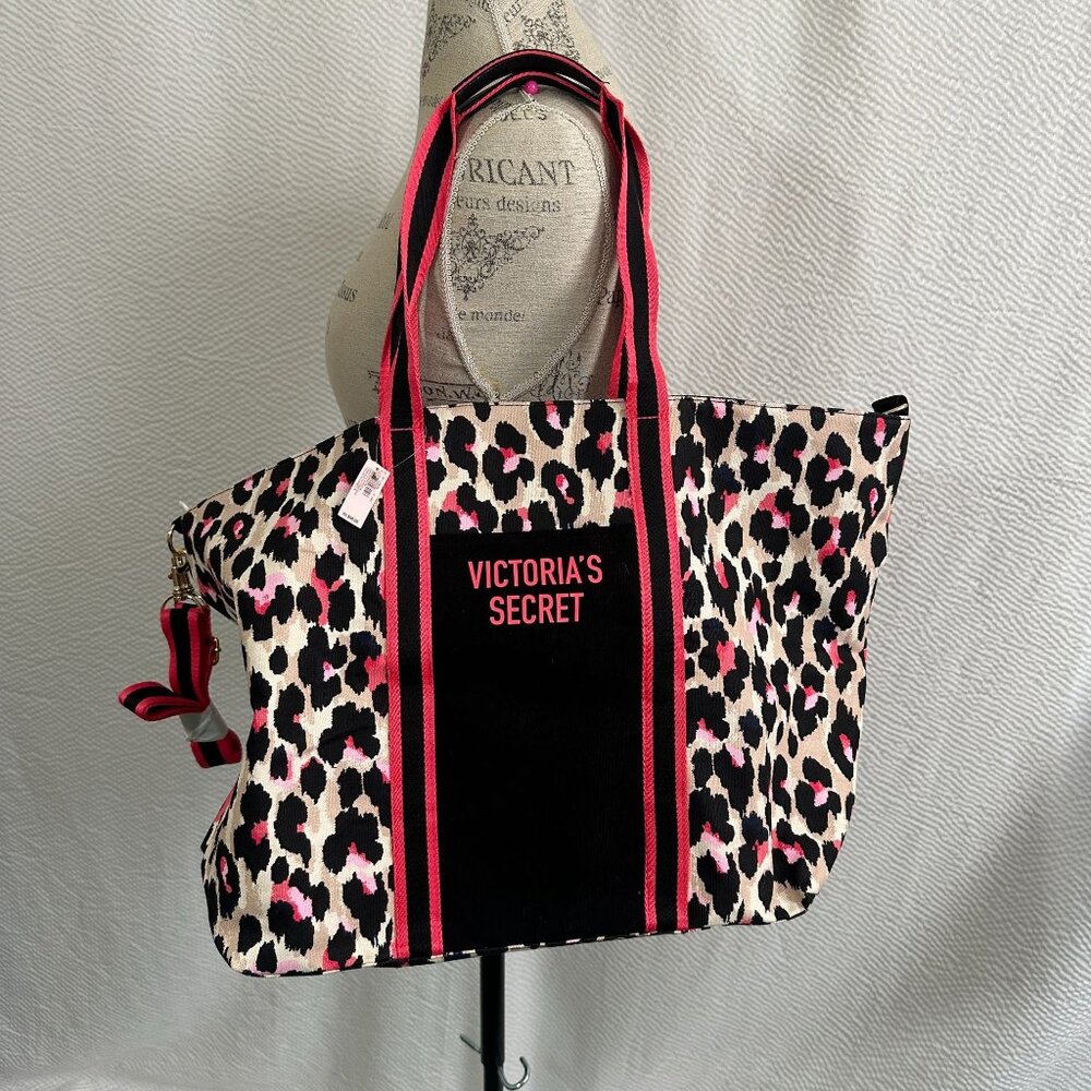 Victoria's Secret Leopard Print Tote Bag Beach Bag Overnight Tote Weekender